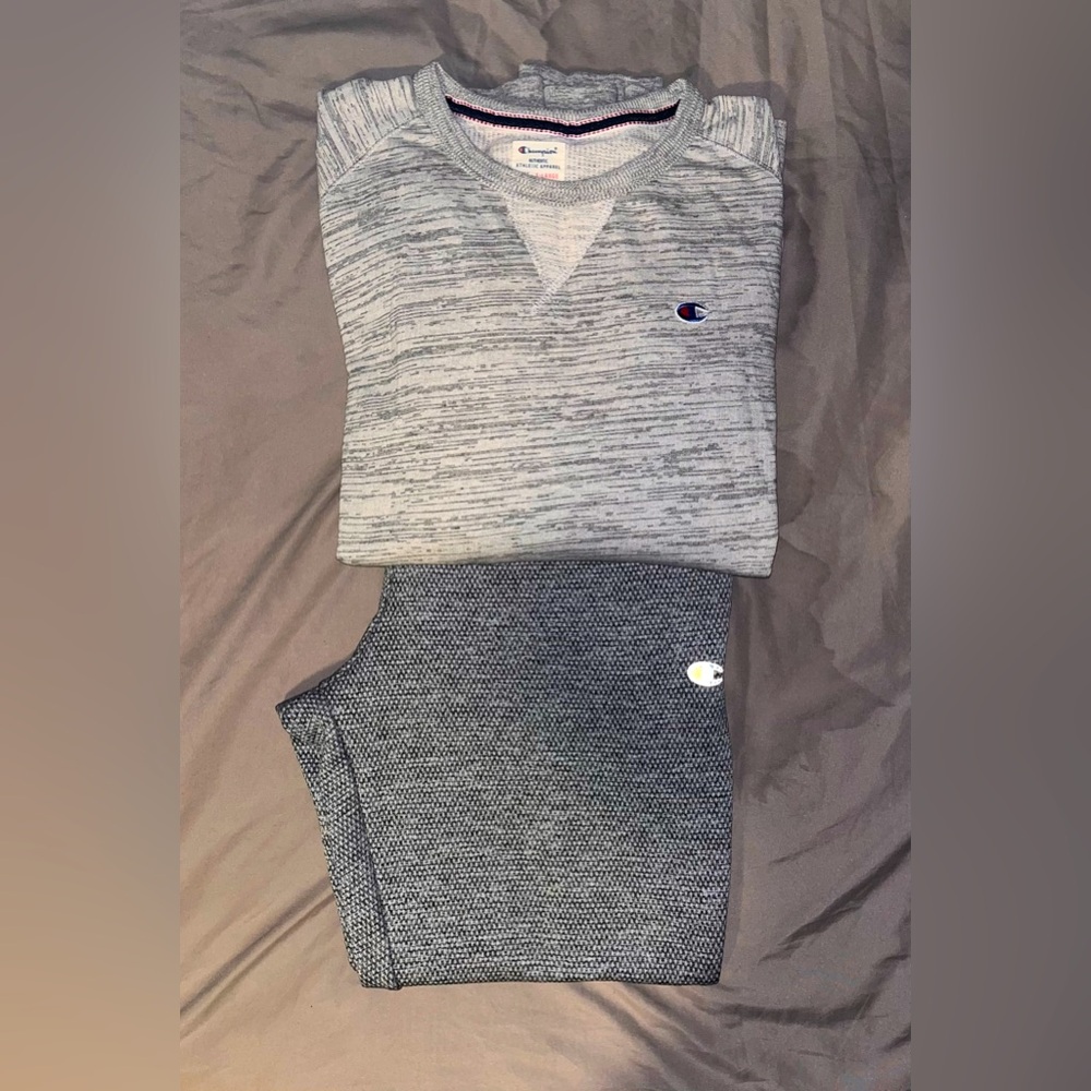 Champion Outfit | Jogger Sweatpants + Long Sleeve Crewneck Shirt | 2 Piece Set